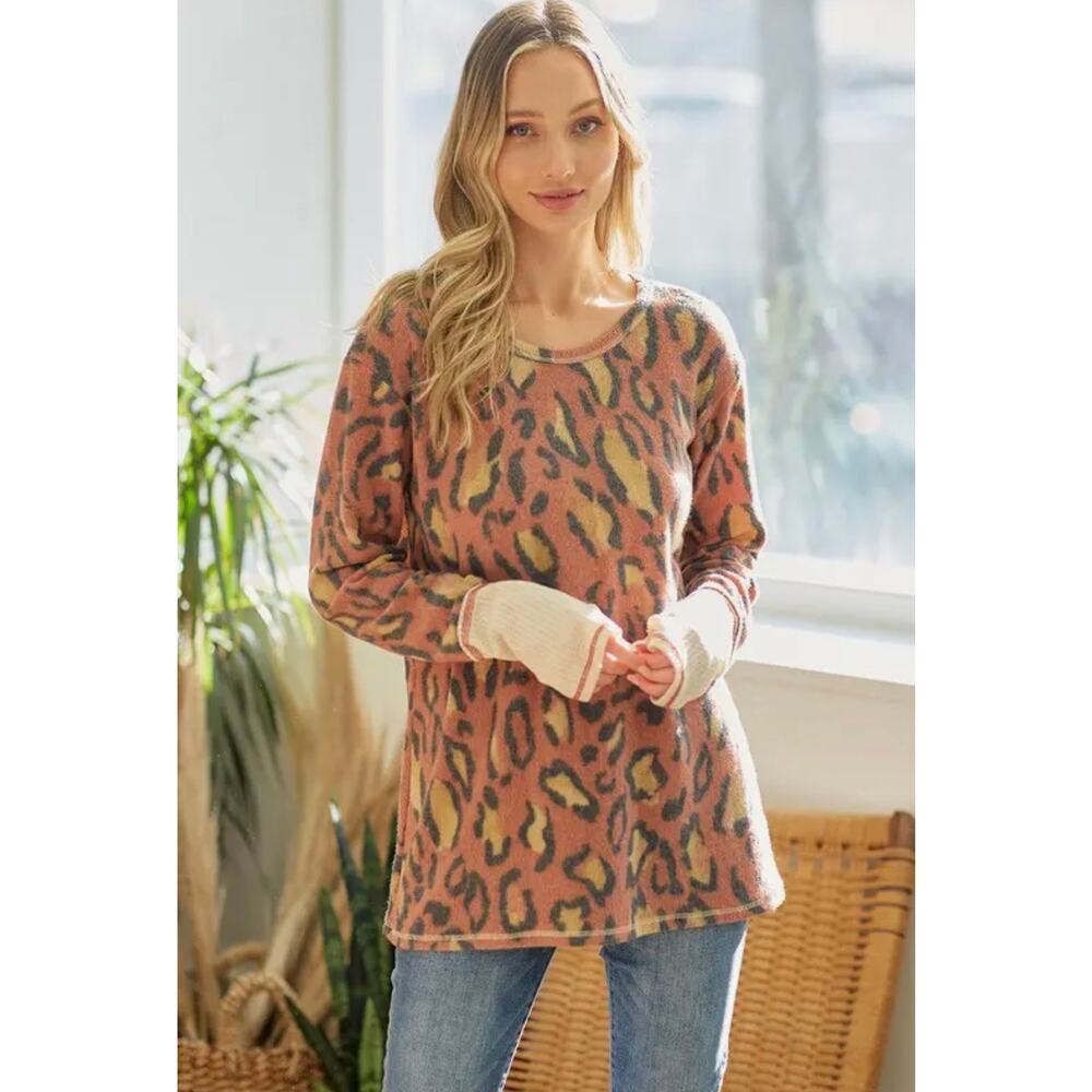 Lovely Melody - Leopard Print Long Sleeve Sweatshirt - Medium (NWOT)